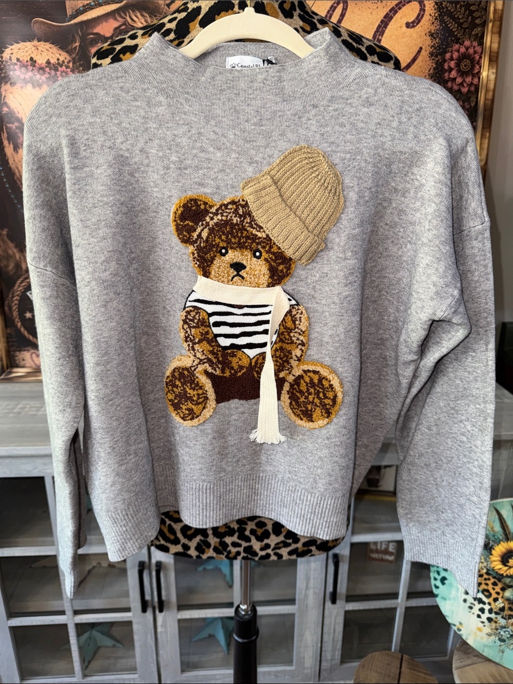 NWT Coastal Bloom Teddy Bear Sweater Sz Lg to a 12